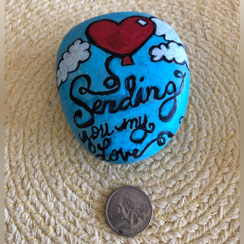 SENDING YOU MY LOVE HAND PAINTED ROCK - Picture 2 of 11